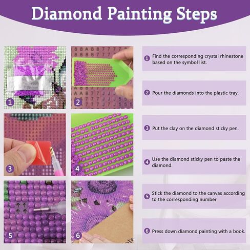 AIRDEA 5D Diamond Art Painting Kits for Adults Beginners Round Full Kits DIY Diamond Art Kits,Diamond Art Painting by Number Kits Gem Painting Art Home Decor 12x16 inch Gift (Traditional, Purple) in Saudi Arabia