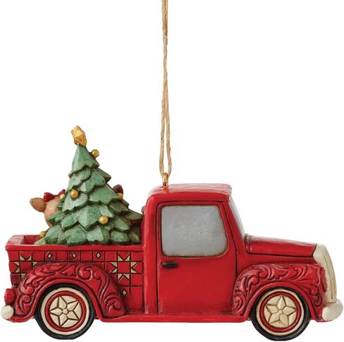Enesco Jim Shore Rudolph The Red-Nosed Reindeer and Santa in Red Truck Hanging Ornament, 2.76 Inch, Multicolor in Saudi Arabia