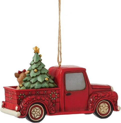 Enesco Jim Shore Rudolph The Red-Nosed Reindeer and Santa in Red Truck Hanging Ornament, 2.76 Inch, Multicolor in Saudi Arabia