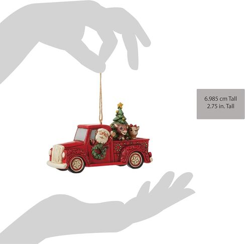 Enesco Jim Shore Rudolph The Red-Nosed Reindeer and Santa in Red Truck Hanging Ornament, 2.76 Inch, Multicolor in Saudi Arabia
