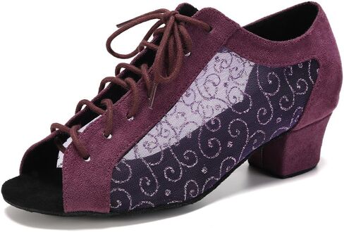Women's Ballroom Latin Dance Shoes Lace-up Salsa Tango Dance Practice Shoes Low Heel in Kuwait