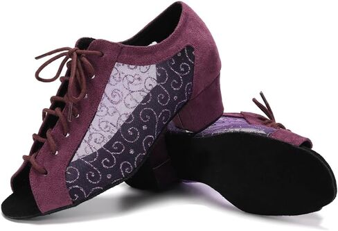 Women's Ballroom Latin Dance Shoes Lace-up Salsa Tango Dance Practice Shoes Low Heel in Kuwait