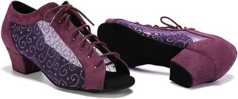 Women's Ballroom Latin Dance Shoes Lace-up Salsa Tango Dance Practice Shoes Low Heel in Kuwait