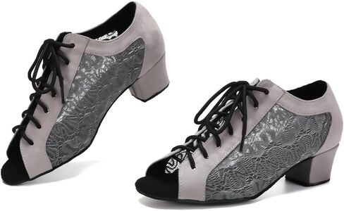 Women's Ballroom Latin Dance Shoes Lace-up Salsa Tango Dance Practice Shoes Low Heel in Kuwait
