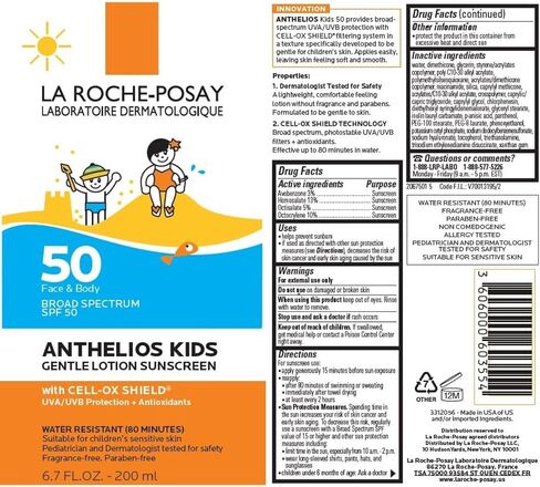 لاروش بوساي أنثيليوس كيدز جنتل لوشن واقي من الشمس SPF 50 | عامل حماية من الشمس (SPF) واسع النطاق + مضادات الأكسدة | واقي الشمس للأطفال | خالي من الأوكتينوكسات والأوكسيبنزون ​​| تم اختباره من قبل أطباء الأطفال | غير كوميدوغينيك | خالي من الزيت in Kuwait