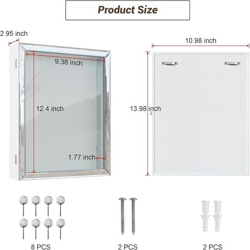 إطار صندوق الظل مقاس 8 × 10، حافظة عرض صندوق الظل العميق من AGONEE مع مرآة زجاجية فضية وغطاء زجاجي، صندوق عرض الذاكرة للصور والزهور وميداليات التخرج وتذكارات تذكارية للحيوانات الأليفة وحفلات الزفاف، باللون الأبيض in Saudi Arabia