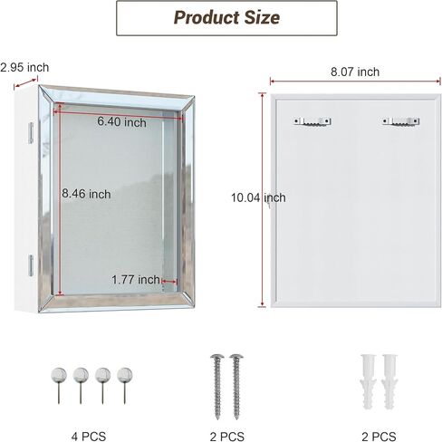 إطار صندوق الظل مقاس 8 × 10، حافظة عرض صندوق الظل العميق من AGONEE مع مرآة زجاجية فضية وغطاء زجاجي، صندوق عرض الذاكرة للصور والزهور وميداليات التخرج وتذكارات تذكارية للحيوانات الأليفة وحفلات الزفاف، باللون الأبيض in Saudi Arabia