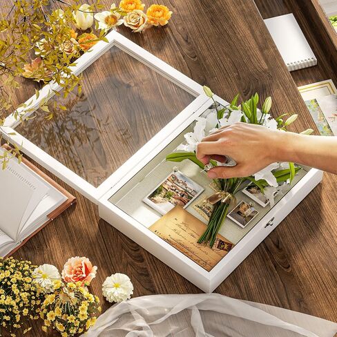 إطار صندوق الظل مقاس 8 × 10، حافظة عرض صندوق الظل العميق من AGONEE مع مرآة زجاجية فضية وغطاء زجاجي، صندوق عرض الذاكرة للصور والزهور وميداليات التخرج وتذكارات تذكارية للحيوانات الأليفة وحفلات الزفاف، باللون الأبيض in Saudi Arabia