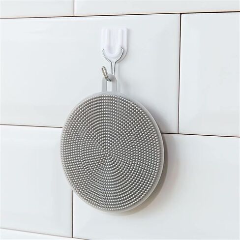 4PCS Silicone Dish Scrubber, Multipurpose Round Silicone Sponges Reusable Dish Brush Dish Brush for Kitchen Dish Dishes Fruits Vegetables(Gray) in Saudi Arabia