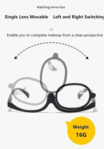 Magnifying Makeup Reading Glasses Flip Lens Make Up Eye Glasses for Women +1.00 ~ +4.00 in Saudi Arabia