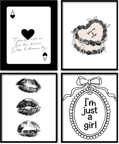 foedor Coquette Pink Bow Preppy Girly Wall Art Prints مجموعة من 4، ديكور غرفة Coquette Preppy، ديكور غرفة نوم جرلي، القوس الوردي العصري ديسكو كرة الكرز ملصقات ديكور الحائط للفتيات غرفة النوم، 8x10 غير مؤطرة in Saudi Arabia