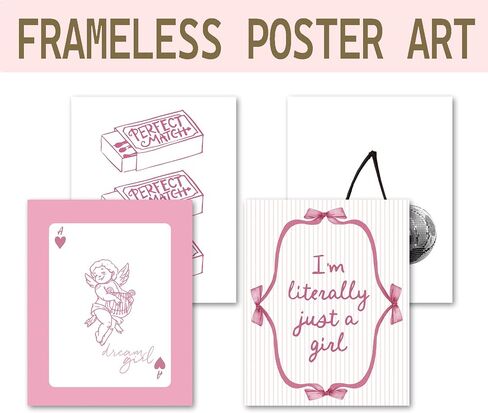 foedor Coquette Pink Bow Preppy Girly Wall Art Prints مجموعة من 4، ديكور غرفة Coquette Preppy، ديكور غرفة نوم جرلي، القوس الوردي العصري ديسكو كرة الكرز ملصقات ديكور الحائط للفتيات غرفة النوم، 8x10 غير مؤطرة in Saudi Arabia