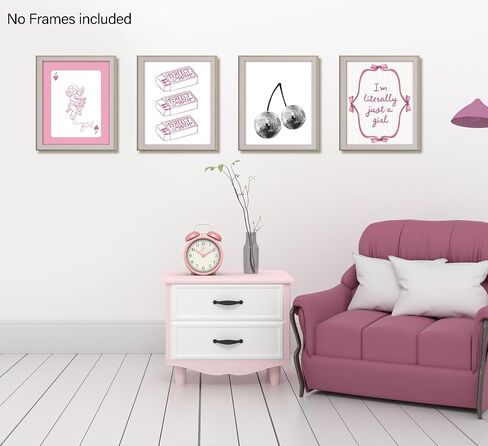 foedor Coquette Pink Bow Preppy Girly Wall Art Prints مجموعة من 4، ديكور غرفة Coquette Preppy، ديكور غرفة نوم جرلي، القوس الوردي العصري ديسكو كرة الكرز ملصقات ديكور الحائط للفتيات غرفة النوم، 8x10 غير مؤطرة in Saudi Arabia