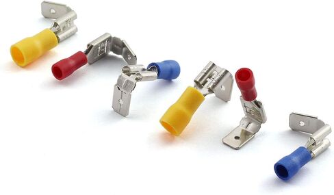 ZYAMY 100pcs Piggy Back Spade Crimp Terminals Assorted Kit Quick Splice Cold Pressed Insulated Female/Male Electrical Butt Connectors Red Blue Yellow for 22-16/16-14/12-10 AWG in Saudi Arabia