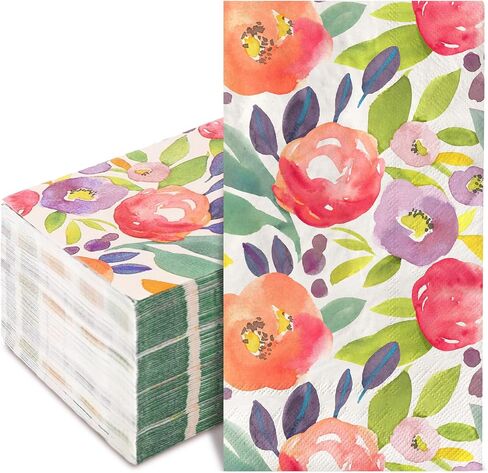 80 Pack Floral Paper Napkins Disposable Vintage Wildflower Luncheon Napkins 6.5 x 6.5"Retro Floral Dessert Dinner Hand Napkin for Birthday Wedding Baby Shower Bridal Shower Supplies (Flower Butterfly) in Saudi Arabia