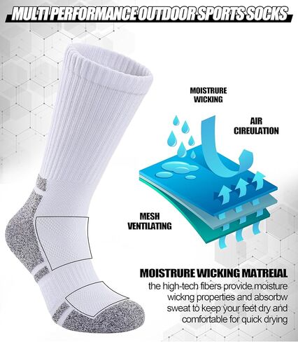 جوارب رياضية للجري والمشي لمسافات طويلة للنساء والرجال، جوارب ضغط مبطنة دافئة للمشي، 5 أزواج in Kuwait