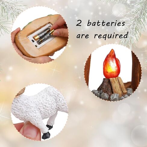 مجموعة حيوانات عيد الميلاد 6 قطع من Barydat، تماثيل حيوانات الأغنام البيضاء مقاس 5 بوصات، مجموعة عيد الميلاد المضيئة بإضاءة LED، ملحقات القرية المضيئة، مجموعات ميلاد منحوتة ومرسومة يدويًا in Kuwait