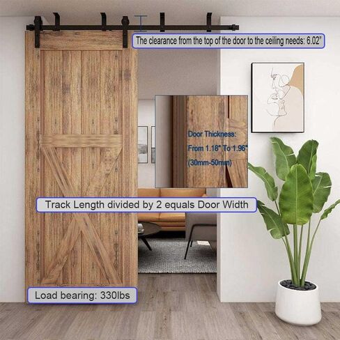 6FT Ceiling Mount Bracket Sliding Barn Door Hardware Kit Black,Strong Bearing, Low Ceiling L-Shape Bracket System, Fit 36" Wide Single Door Panel (Basic Style) in Saudi Arabia