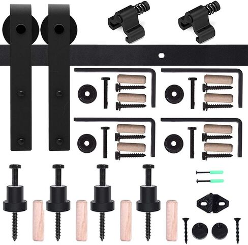6FT Ceiling Mount Bracket Sliding Barn Door Hardware Kit Black,Strong Bearing, Low Ceiling L-Shape Bracket System, Fit 36" Wide Single Door Panel (Basic Style) in Saudi Arabia