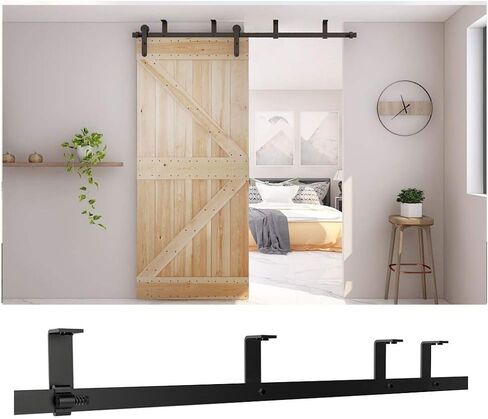 6FT Ceiling Mount Bracket Sliding Barn Door Hardware Kit Black,Strong Bearing, Low Ceiling L-Shape Bracket System, Fit 36" Wide Single Door Panel (Basic Style) in Saudi Arabia