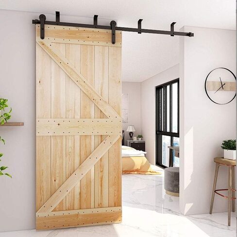 6FT Ceiling Mount Bracket Sliding Barn Door Hardware Kit Black,Strong Bearing, Low Ceiling L-Shape Bracket System, Fit 36" Wide Single Door Panel (Basic Style) in Saudi Arabia