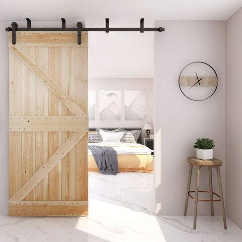 6FT Ceiling Mount Bracket Sliding Barn Door Hardware Kit Black,Strong Bearing, Low Ceiling L-Shape Bracket System, Fit 36" Wide Single Door Panel (Basic Style) in Saudi Arabia