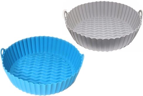 2-Pack Silicone Air Fryer Liner 7.5inch Reusable Air Fryer Silicone Basket Heat Resistant Easy Cleaning Round for 3 to 5 Qt for Air fryer Oven Accessories (Pink & Teal) in Saudi Arabia