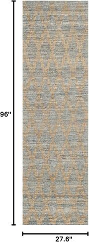 سجادة SAFAVIEH Cape Cod Collection - 2'3" x 8'، أزرق فاتح وذهبي، مصنوعة يدويًا من نسيج تعريشة مسطح، مثالية للمناطق ذات حركة المرور العالية في غرفة المعيشة وغرفة النوم (CAP413A) in Saudi Arabia