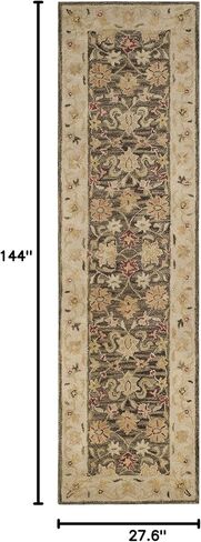مجموعة SAFAVIEH العتيقة مقاس 2'3" x 12' رمادي زيتوني/بيج AT853A سجادة عداء مصنوعة يدويًا من الصوف الشرقي الفاخر in Saudi Arabia