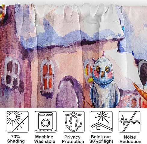 emvency عيد الميلاد الستائر نافذة العلاجات، ثلج الشتاء وستائر التعتيم الرنة الستائر الستارة قابل للتعديل للنوافذ غرفة المعيشة المطبخ فوق الحوض، 18x52 بوصة قضيب جيب الستائر in Kuwait