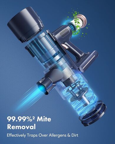 Cordless Vacuum Cleaner, 20Kpa Powerful Suction with LED Display, 8 in 1 Lightweight Stick Vacuum, 30 Min Runtime Detachable Battery, 1.5L Dust Cup, for Carpet and Hard Floor Pet Hair Blue in Saudi Arabia