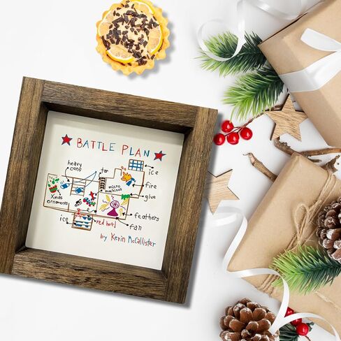 Home Alone Merchandise Gifts, Funny Home Alone Christmas Decorations, Novelty Home Alone Wood Sign, Home Alone Prints with Wood Frame for Table Wall Holiday Decor, Xmas Tiered Tray Decor, 7x7 inch in Saudi Arabia