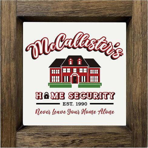 Home Alone Merchandise Gifts, Funny Home Alone Christmas Decorations, Novelty Home Alone Wood Sign, Home Alone Prints with Wood Frame for Table Wall Holiday Decor, Xmas Tiered Tray Decor, 7x7 inch in Saudi Arabia