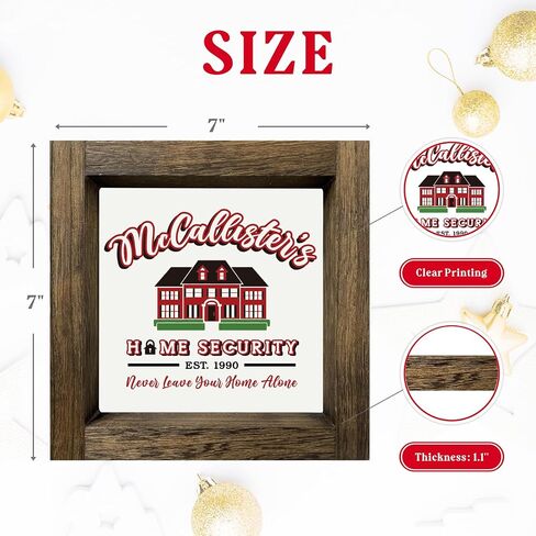 Home Alone Merchandise Gifts, Funny Home Alone Christmas Decorations, Novelty Home Alone Wood Sign, Home Alone Prints with Wood Frame for Table Wall Holiday Decor, Xmas Tiered Tray Decor, 7x7 inch in Saudi Arabia