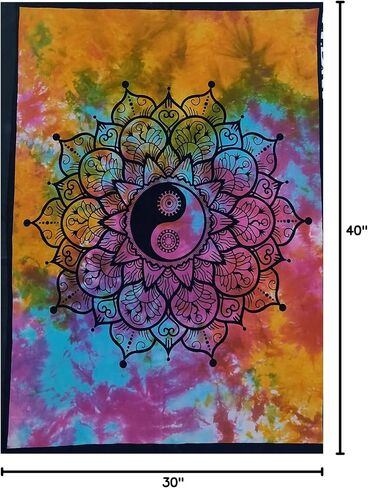 ICC Small Color Yin Yang Poster Tapestry Decoration Wall Decor Hanging Art Gift Tapestry psychedelic Wall hanging Hippie Hippy Dorm Decor Bohemian College Dorm (Black) in Saudi Arabia