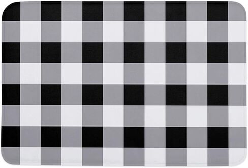 أسود وأبيض الجاموس منقوشة سجادة باب، أبيض وأسود سجادة باب، سجاد الحمام مومري رغوة حمام حصيرة، متقلب سجادة باب أمامي لغرفة النوم ديكور غرفة المعيشة، ماتس الكلمة ماصة 18x30in ترحيب الحصير in Kuwait