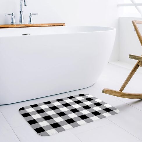 أسود وأبيض الجاموس منقوشة سجادة باب، أبيض وأسود سجادة باب، سجاد الحمام مومري رغوة حمام حصيرة، متقلب سجادة باب أمامي لغرفة النوم ديكور غرفة المعيشة، ماتس الكلمة ماصة 18x30in ترحيب الحصير in Kuwait