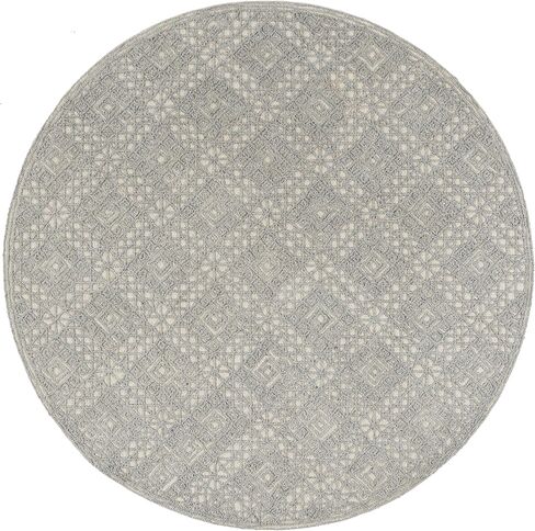 SAFAVIEH Trace Collection 6' Round Grey/Grey TRC255G Handmade Premium Wool Area Rug in Saudi Arabia