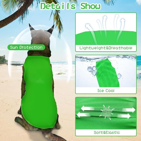 2 Pack Dog Shirts, Ice Pet Vest Dog Clothes for Instant Cooling, Lightweight Breathable Sleeveless T-Shirts for Medium Large Dogs, Light Purple+Fluorescent Green (XL) in Kuwait