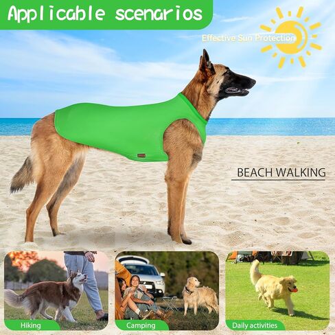 2 Pack Dog Shirts, Ice Pet Vest Dog Clothes for Instant Cooling, Lightweight Breathable Sleeveless T-Shirts for Medium Large Dogs, Light Purple+Fluorescent Green (XL) in Kuwait