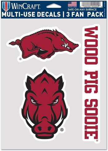 ملصق WinCraft NCAA Arkansas Razorbacks متعدد الاستخدام، 3 عبوات، ألوان الفريق، مقاس واحد in Saudi Arabia