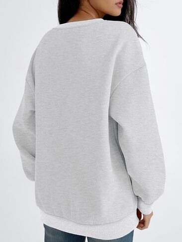 Trendy Queen Women's Oversized Color Block Fleeced Crewneck Sweatshirt in Kuwait