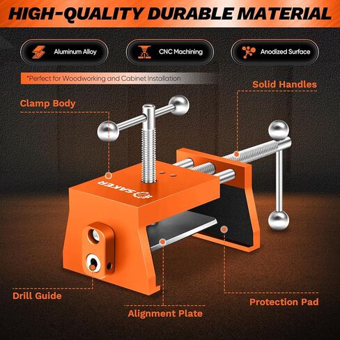 مشبك عقد حفر النجارة من ساكر، مشابك خزانة لتثبيت الخزانات، مشابك مخلب مع عمق قابل للتعديل ومسامير جانبية مزدوجة، مشابك إطار وجه الخزانة، أداة محاذاة الخزانة in Kuwait