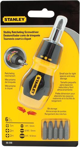 STANLEY Multi Screwdriver, Stubby Ratcheting, Including 6 Interchangeable Bits (66-358) in Saudi Arabia