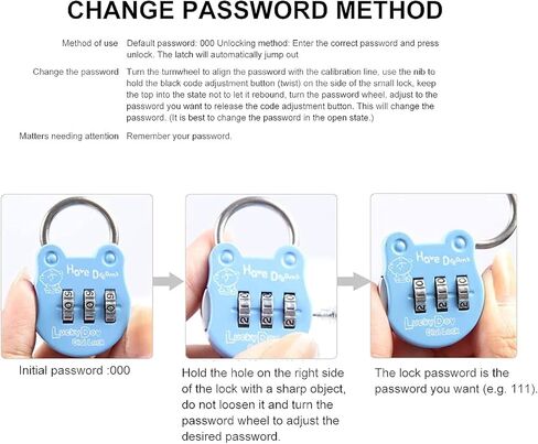 قفل مجموعة أزرق سماوي مكون من 3 أرقام لخزانة صالة الألعاب الرياضية المدرسية. حقيبة، غرفة تخزين، سياج، أقفال مجمعة قابلة لإعادة الضبط in Kuwait