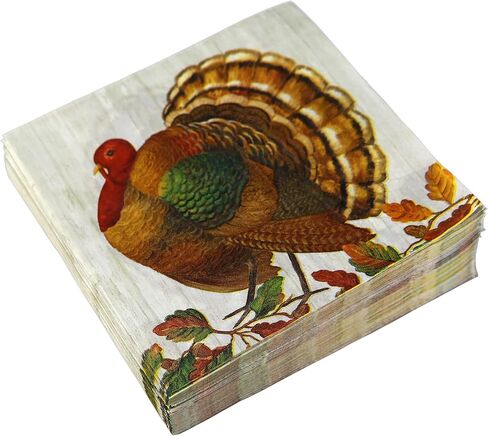 Iconikal Disposable Paper Thanksgiving Party Napkins, Harvest Turkey, Dinner Size, 75-Count in Kuwait