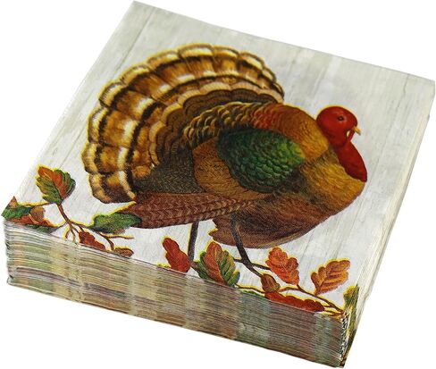 Iconikal Disposable Paper Thanksgiving Party Napkins, Harvest Turkey, Dinner Size, 75-Count in Kuwait