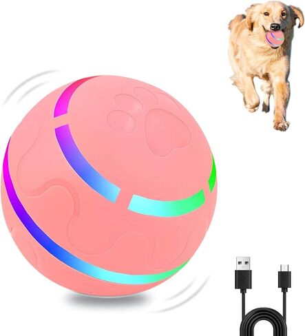Interactive Dog Ball Toy, Smart Tennis Pets Chew Toys, Electric Launcher Durable Automatic Rolling Balls for Dogs, Cat, Bouncing Busy Ball for Small&Large Pet (Pink Automatic) in Saudi Arabia