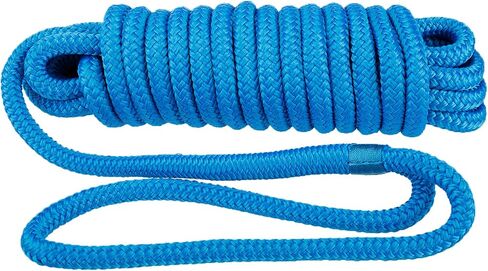 Amarine Made 1/2 بوصة 50 قدم مزدوج جديلة نايلون خط إرساء خط إرساء حبل مزدوج مضفر خط إرساء (أزرق) in Saudi Arabia