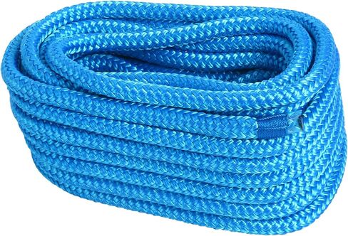 Amarine Made 1/2 بوصة 50 قدم مزدوج جديلة نايلون خط إرساء خط إرساء حبل مزدوج مضفر خط إرساء (أزرق) in Saudi Arabia